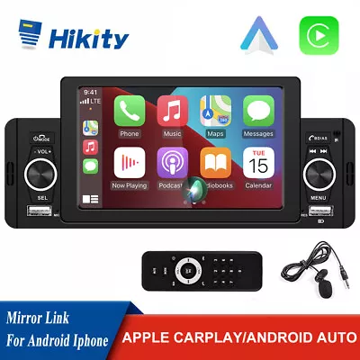 Single 1 DIN Car Stereo Radio Apple Carplay Android Auto Head Unit 5  MP5 Player • £39.99