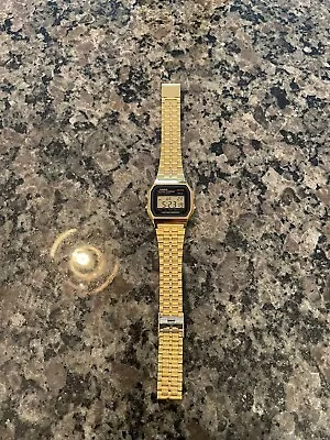 RARE VINTAGE Casio A159WGE (593) JAPAN DH Men's Gold Tone LCD Watch New Battery  • $44.95