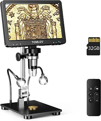 TOMLOV DM9 Pro HDMI Digital Microscope 1200X Magnifier 7  IPS Screen 10LED Light • $109