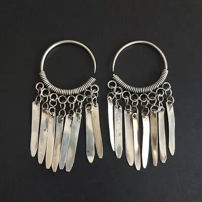 Retro Tradition Tribal Personality Hand Miao Silver Tassels Joker Earring 1pair • $25