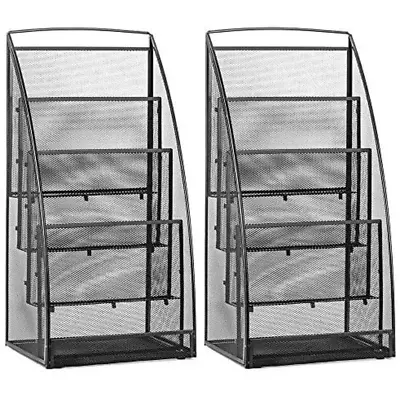 Premium Steel Mesh Magazine Rack - 4 Pocket Wall-Mounted Organizer For Magazines • $73.41