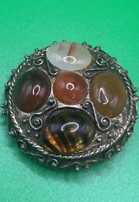 Vintage Gold Tone Glass/stone Cabochon Celtic? Pin Brooch • $16.99