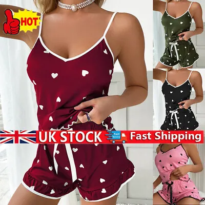 £9.39 • Buy Womens Ladies Satin Silk Lace Cami Vest Shorts Lingerie Pj Pyjamas Set Sleepwear