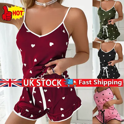 Womens Ladies Satin Silk Lace Cami Vest Shorts Lingerie Pj Pyjamas Set Sleepwear • £9.39