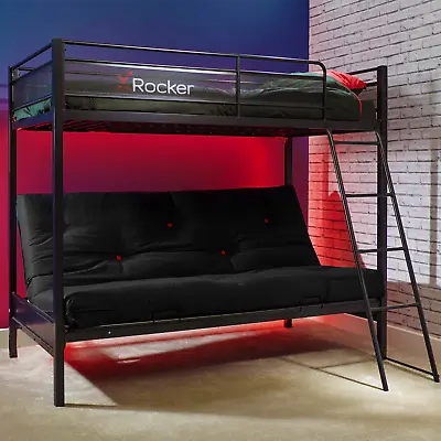 X ROCKER Stronghold Triple Sleeper Bunk Bed Single High Sleeper & Double Futon • £459.99
