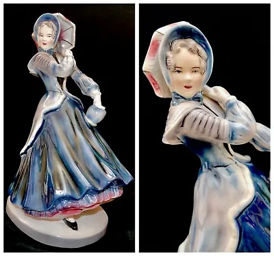 $125 • Buy GOLDSCHEIDER USA True Midcentury Porcelain Figurine Lady In Blue With Parasol