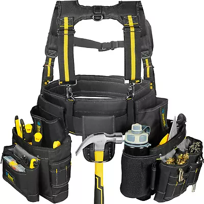 Carpenter Electrician Tool Belt With Suspenders Y-Style 5 Combo Apron Tool Pouch • $79.99