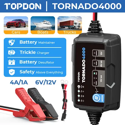 2024 TOPDON 6/12 Volt 4A/1A Automotive Trickle Charger Car Battery Charger • $45.99