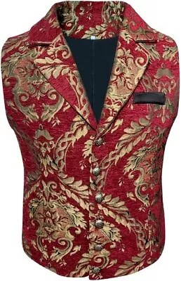 Mens Victorian Gothic Suit Vest Steampunk Waistcoat • $53.83
