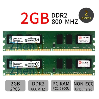 £2.11 • Buy Kingston 4GB 2x2GB KVR800D2N6/2G PC2-6400 DDR2 800MHz Desktop DIMM Memory RAM UK