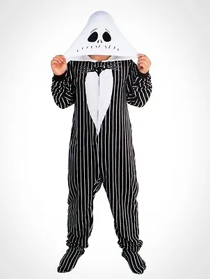 Nightmare Before Christmas Jack Skellington Footed Pajamas Costume S M XL Or XXL • $59.99