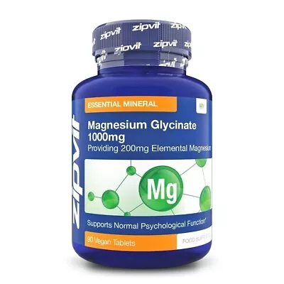 Zipvit Magnesium Glycinate 1000Mg  90 Vegan Tablets  High Strength BB 04/26 • £12.99