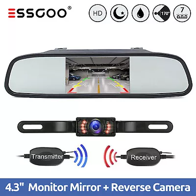 Wireless Car Rear View Kit 4  Mirror Monitor & IR Night Vision Reversing Camera • $56.95