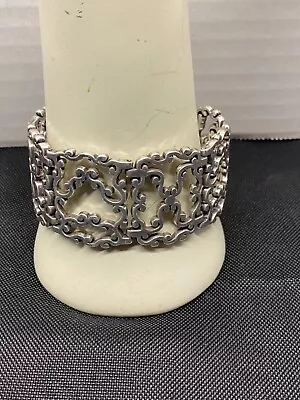 Brighton Silver-Toned Heart Ornate Wide Bracelet 7 -Filigree • $31.95