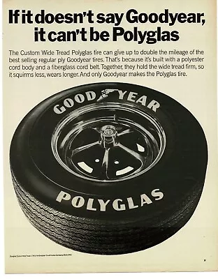 1969 GOODYEAR Polyglas Tire On Mag Wheels Vintage Print Ad • $15.09