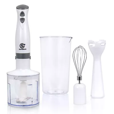 4-in-1 Electric Stick Blender & 3 Accessories Food Processor Whisk & Chopper • £20.98