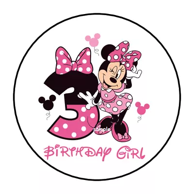 30 Minnie Mouse 3rd Third Birthday Stickers Envelope Seals Labels 1.5  Custom • $2.64