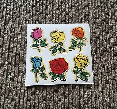 Vintage Stickers - Lg. Square Vending Prism Gold Trim Roses Mod - Great Cond • $2