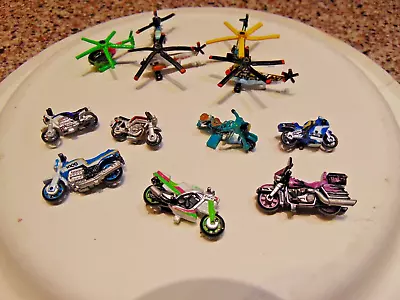 Vintage Galoob Micro Machines Lot Of 12 Vechiles ~ 7 Motorcycles & 5 Helicopters • $16