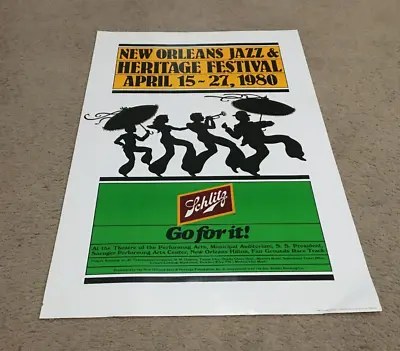 Vtg & Original 1980 New Orleans Jazz & Heritage Festival Jazzfest Schlitz Poster • $175