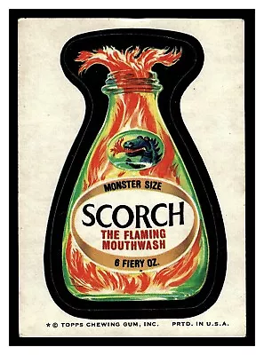 1974 Topps Wacky Packages Scorch Flaming Mouthwash Monster Series 8 Tan Back • $8