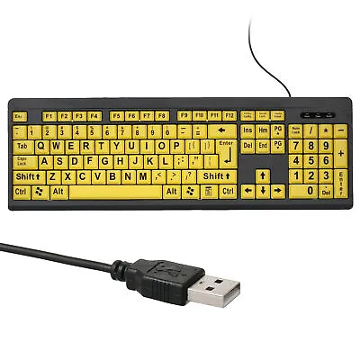 USB Wired Large Print Keyboard 104 Keys For Elderly Or Low Vision Users UK • £11.51