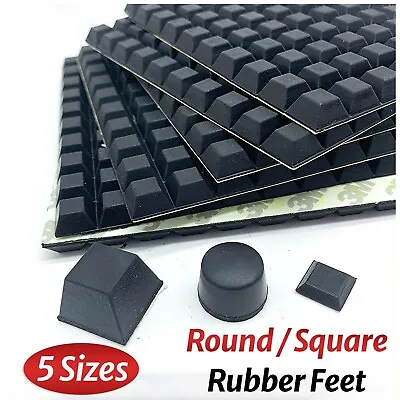 £2.27 • Buy Black Rubber Feet Self-Adhesive Bumper Furniture Table Pads Size Round/Square