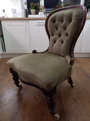 £16.20 • Buy Victorian Spoon Back Nursing Chair Button Back Armchair - Needs TLC