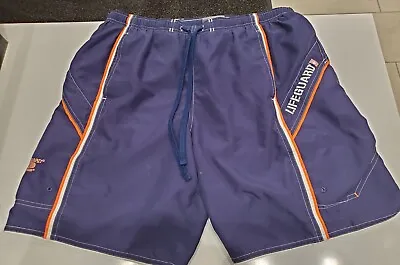 Speedo Logo Men’s Lifeguard Swim Blue & Orange Trunks Shorts Men's Size Large L  • $17.99