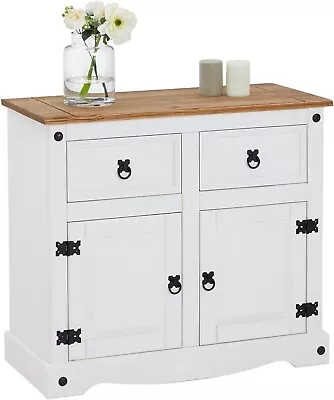 Corona Sideboard White 2 Door 2 Drawer Cupboard - Mexican Solid Pine • £89.99