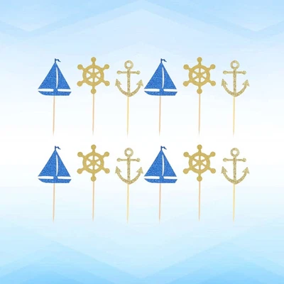 £6.44 • Buy 36 Pcs Sailing Boat Anchor Cake Topper Cake Decoration