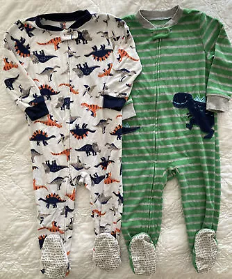 Lot Of 2 - Carter's Fleece Footed Pajamas - 24 Months Dinosaurs • $14.99