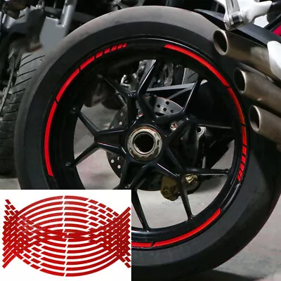 16PCS Reflective Red Car Wheel Hub Rim Stripes Tape Decals Stickers Accessories • $8.72