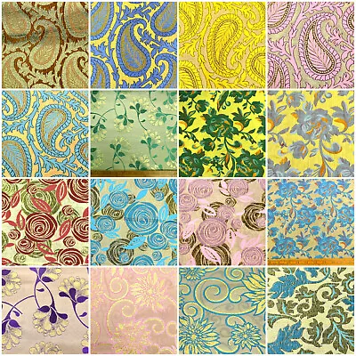£0.99 • Buy *CLEARANCE* Metallic Brocade Silky Satin Fabric 110cm Wide Jackets Waistcoats 