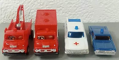 Vintage Empire Hong Kong Plastic Toy Emergency Cars Trucks Ambulance LOT Of 4 • $39.99