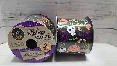 Crafter's SQUARE Festive Halloween Wire-edge Ribbon 2.5  X 3 Yards NEW • $8.95