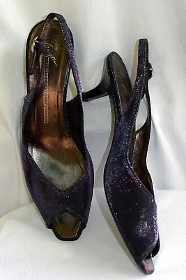 Vicini Giuseppe Zanotti Iridescent Stingray Textile Slingback-Peep Toe Heel-39 • $27.98