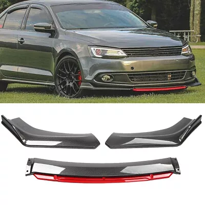 $89.19 • Buy For VW Jetta S Sedan Carbon Fiber Red Front Bumper Lip Spoiler Splitter Boby Kit