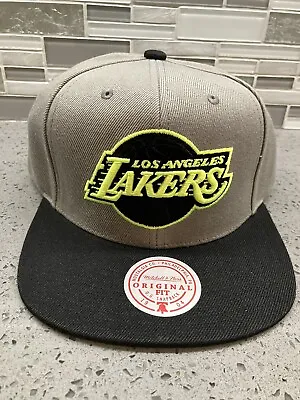 New Mitchell & Ness LA Lakers Neon Lights Green Gray Snapback Hat Cap RARE • $27.88