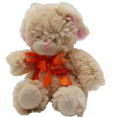 Reese's Beige Bunny Rabbit Pink Ears Nose Plush Soft Orange Ribbon Bow 5   • $6.74