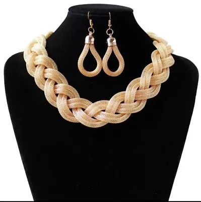 Dubai African Necklace Earring Jewelry Set - Gold • $12.99