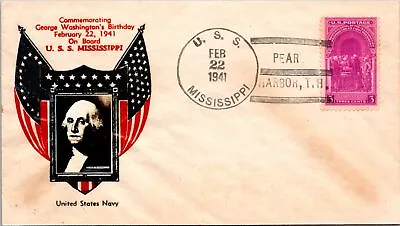 USS Mississippi - 2.22.1941 - Crosby Cachet - Pearl Harbor TH - F54417 • $7.99