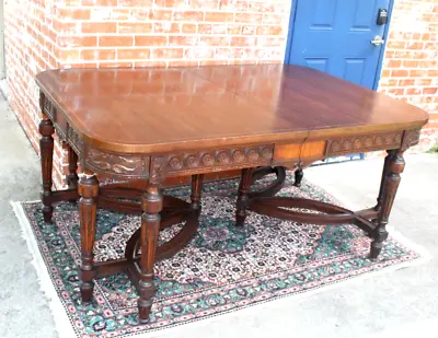American Antique Mahogany Dining Room Table With 3 Leaf • $3200
