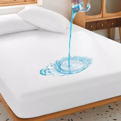 Waterproof Terry Towel Mattress Protector Fitted Sheet Bed Cover All UK Sizes • £4.99
