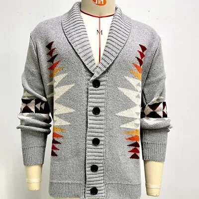 Men's Tribal Aztec Native American Southwest Chimayo Design Cardigan Sweater • $75