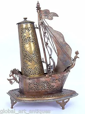 Great Decorative Old Unique Vintage Brass Beautiful Ship Table Lamp. G68-29  • $181.25