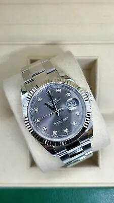 ROLEX DATEJUST 41mm RHODIUM DIAMOND DIAL 126334 • £10500