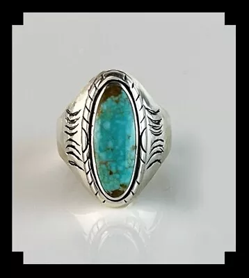 Sterling And # 8 Turquoise Ring Size 12 • $225