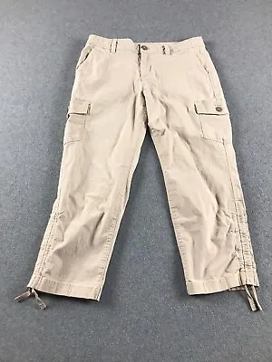 Eddie Bauer Capri Pants Womens 8 Ivory Ripstop Outdoor Hiking Pockets Drawstring • $12.75