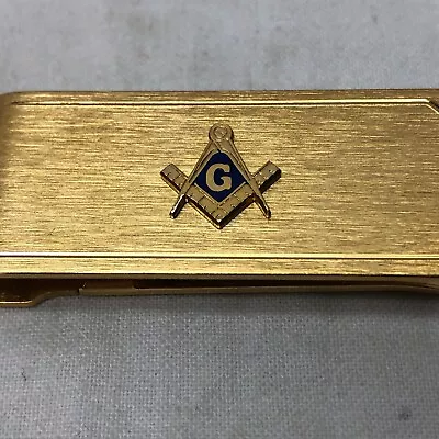 Masonic Money Clip Pocket Freemasons Square & Compas Gold Tone Vintage • $13.50